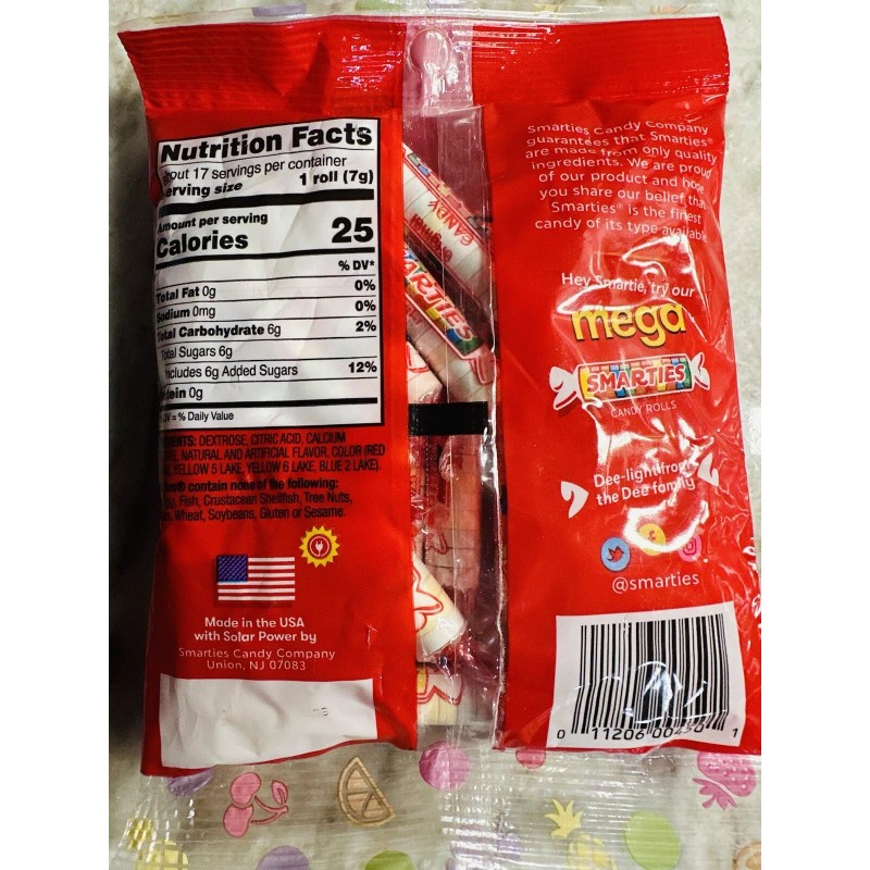 Smarties Original Candy Rolls Fat/Gluten/Pea