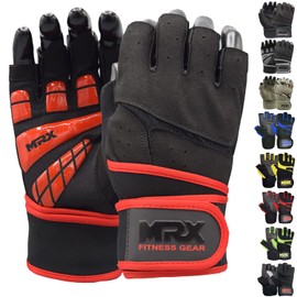 MRX Mens Workout Gloves for Weightlifting & Powerlifting - Wrist Support Fingerless Gym Accessories for Men