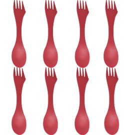 Utility Spork 3-in-1 Combo Spoon-Fork-Knife Camping Utensil (8 pack, Red)
