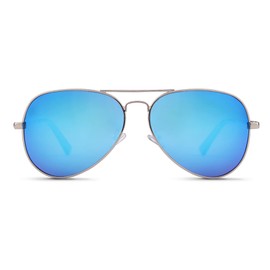 VIA LEECA Polarized Oversized Aviator Sunglasses Men Women, Retro Classic Large Metal UV Protection Driving Fishing Sports Sun Glasses Gift Mirrored Blue