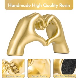 Heart Hands Sculpture, Gold Shelf Decoration Aesthetics for Room Bookshelf Coffee Table Dining Table Centerpiece, Birthday Gift and Memorial for Women, Girlfriend Girls Mom