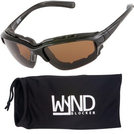 WYND Blocker Motorcycle Riding Glasses Extreme Sports Wrap Sunglasses, Black, Amber, Medium, WB331BKAM