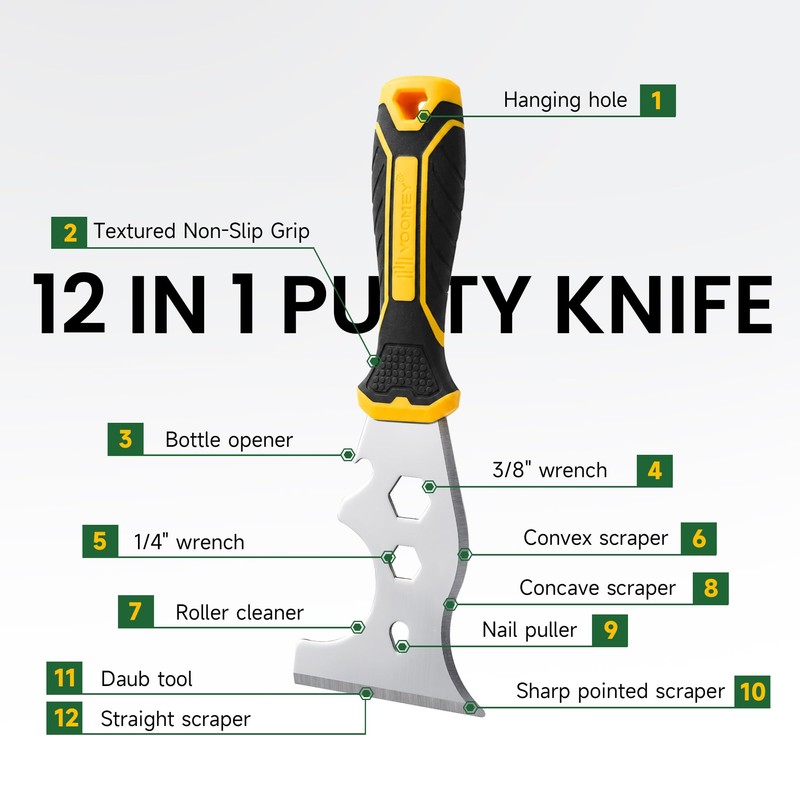Voomey Drywall Tool Kit 8Pcs Stainless Steel Putty Knife Set