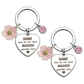 JCUGSBS Pack of 2 Thank You Keyrings, Teacher Gift, Stainless Steel Key Ring with Thank You That You Helped Me Washsen, Teacher Gift for Teachers, Farewell Gift for Teachers, silver