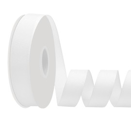 LoomJoyz Double Sides White Grosgrain Ribbon 25mm×45 Meters Ribbon Ideal for Gift Wrapping Sewing Hair Bow Flower Bouquet Crafts Weddings Floral Arrangements