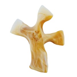Clinging Cross White - White Wood Grain Cross Contours To the Human Hand - Made In USA