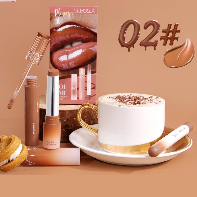 Domality 3PCS Lip Combo Set, Brown Matte Lip Liner, Plumping