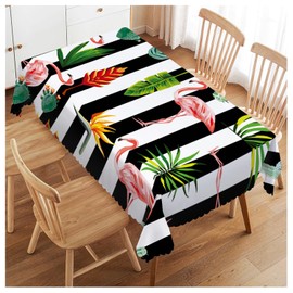 Walmsco Tablecloth Flamingo Palm Leaf Decor For Dining Room Kitchen Rectangular Table Cover 132 * 178cm