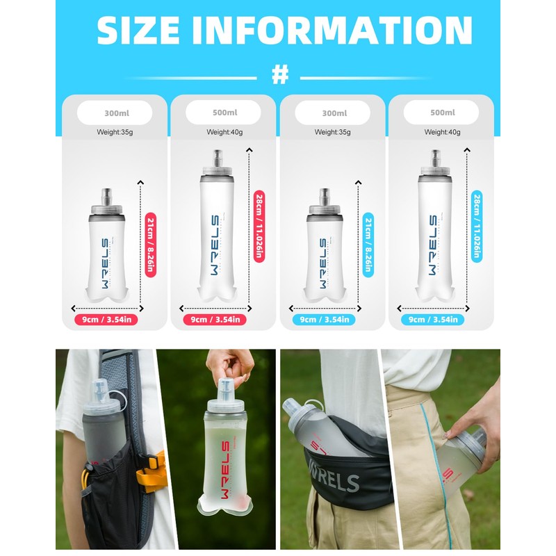WRELS - Botella de agua plegable suave para exteriores, plegable,