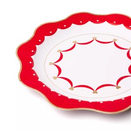 BonJour Red and Gold Foil Hearts Paper Dinner Plates