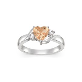 Seiyang Heart Shape November Birthstone Ring 925 Sterling Silver Created Citrine Promise Ring Birthday Jewellery Gifts for Women Size P