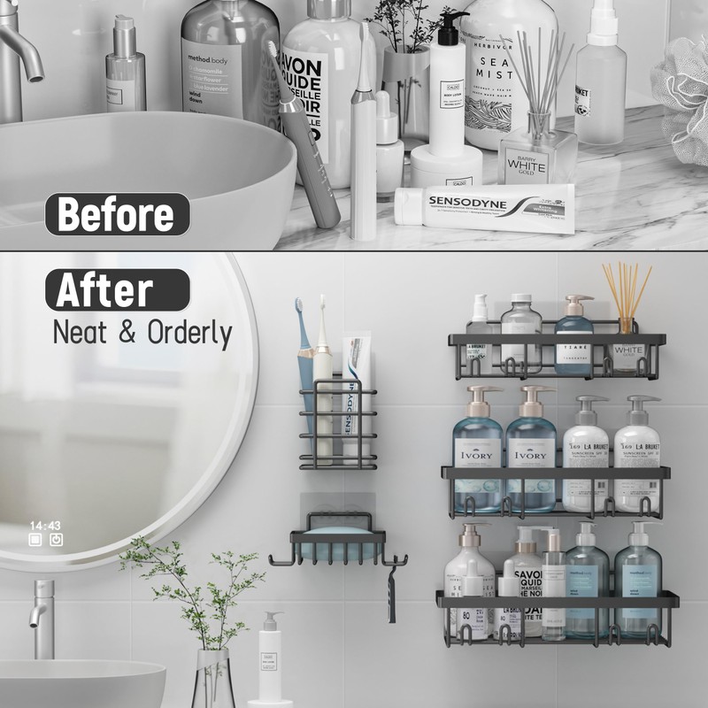 5 Pack Shower Caddy Organizer Rack Shelf for Inside Shower,