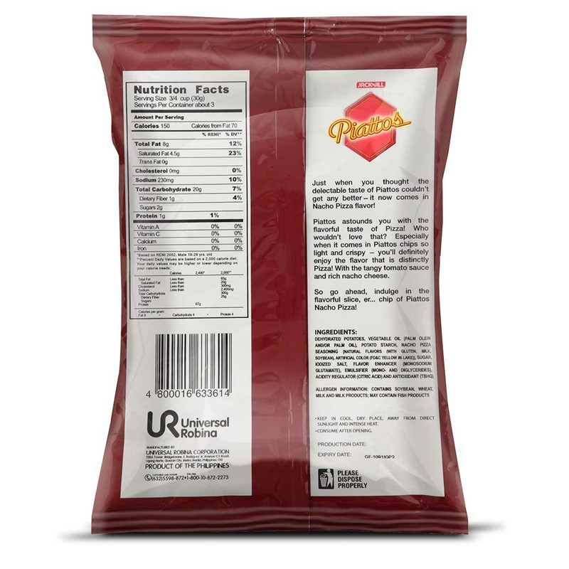 Jack'n Jill Piattos Flavored Potato Crisps 3 Oz (Pack of