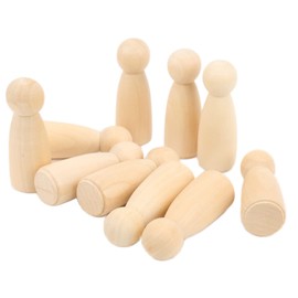 Wooden Peg Dolls Solid Color Family Figures Doll 75mm Set of 10 (75MM Girls)
