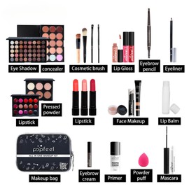 Full Beauty Makeup Cosmetics Set, 24 Pieces, Makeup Set, Eyeshadow Palette, Lipstick, Eyeliner, Concealer, Makeup, Long Lasting, High Color, Makeup Brush, Beginner, Professional, Cosmetics Set,