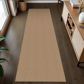 KOZYFLY Boho Runners for Hallways 2x7 ft Washable Hall Carpet Runner Rubber Backed Kitchen Rug Non Slip Woven Cotton Entryway Runner Rugs Floor Runners for Indoor Hallway Bedroom, Tan/Orange/Brown