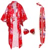 CRFASIBE Women's Long Kimono Robe, Japanese Sakura Print Kimono Dressing
