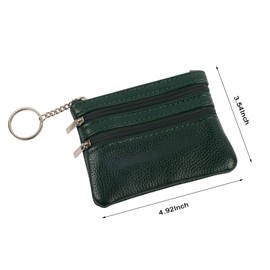 Womens Coin Purse Small Leather Coin Pouch with Key Ring Ladies Purse with 3 Compartments Change Wallet for Women