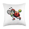 Ladybug Tennis Club Animals Sport Tournament Players Throw Pillow
