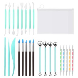 Modeling Clay Tools Set, 26Pcs Ceramic Tools Clay Sculpting Set, Ball Stylus Dotting Tools, Clay Sculpting Tools, Carving Tools with Storage Bag, Polymer Clay Tools for Beginners Art Crafts