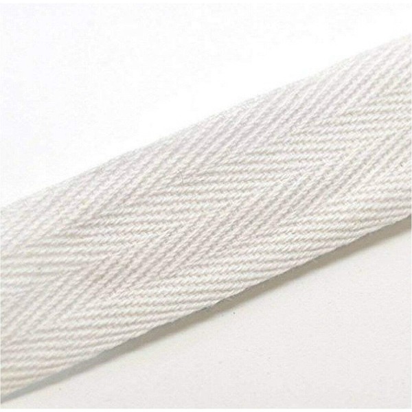 White Cotton Blend Binding Apron Herringbone Twill Webbing Tape Sew Strap 25mm Wide 1"- 5 metres