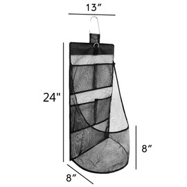 ALYER Hanging Mesh Organizer,Durable Net Storage Bag for Closet Bathroom Nursery Office Dorm Toys Cosmetics Sundries (Black, 24" H * 13" W * 8" D)