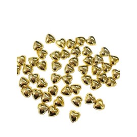 Syntego 50pcs Flat Backed Metallic Gold Pearl Heart Shaped Bead Embellishments for Crafting
