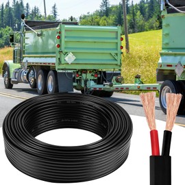 AOHEWEI 2×1.0mm² Flat Two Core Double Cable 2 Conductor Electric Copper Wire 5V 12V 24V 60V Thin Wall Red/Black Car Boat Cable 5/10/20/50 Meters