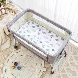 4 Pack Bassinet Sheets - 33"x20" Bedside Bassinet Sheets for Baby Delight, Angelbliss, Fodoss & Most Regular Size Bedside Sleeper | Ultra Soft & Skin Friendly Bassinet Fitted Sheets for Boys Girls