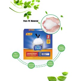 Besli 2 Gallon Drawstring Trash Bag Small Garbage Bag,100 Counts(White, 2 Gallon)