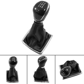 Rumplex Gear Knob 5 Speed Gear Stick Gaiter Gear Stick Cover Black Manual PU Leather Compatible with Ford Focus 2 II 2004-2012