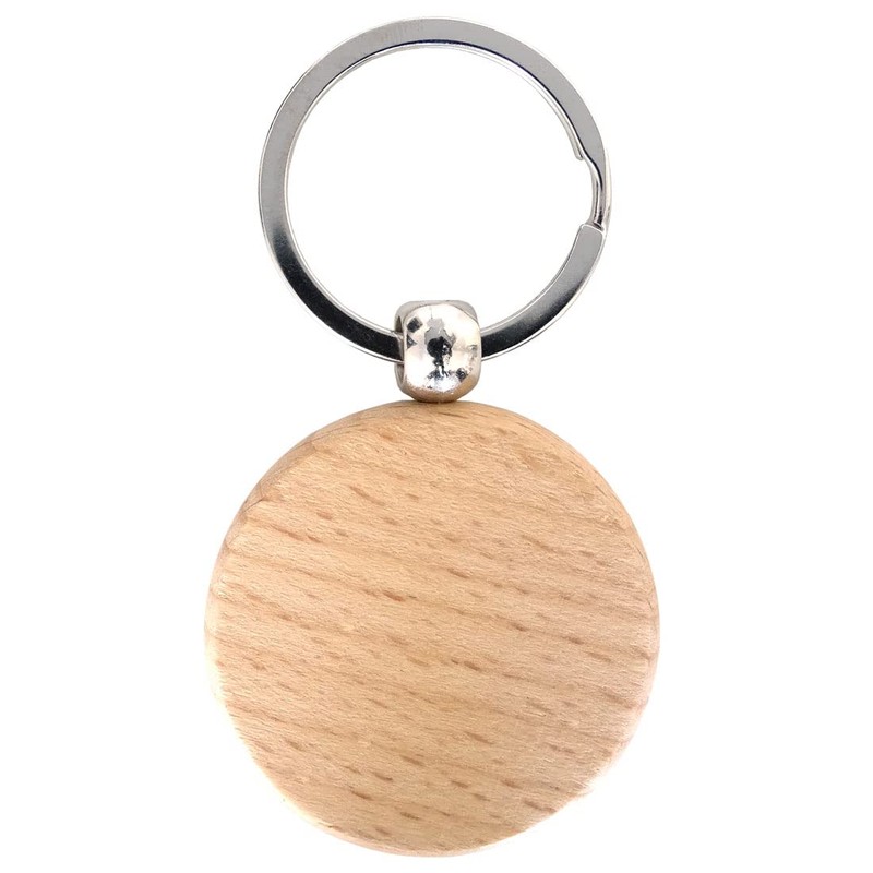 keepdrum Round Wooden Microphone Keyring Gift for Musicians, natural, Unit