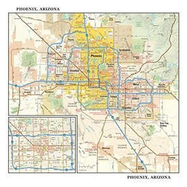Phoenix, Arizona Wall Map, large - 22.75" x 21.5" (Laminated)