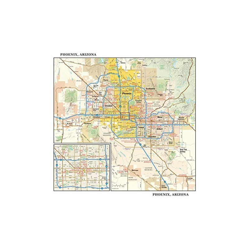Phoenix, Arizona Wall Map, large - 22.75" x 21.5" (Laminated)