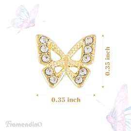 Framendino, 100 Pack 3D Butterflies Charms Gold and Silver Metal for Nail Decorations