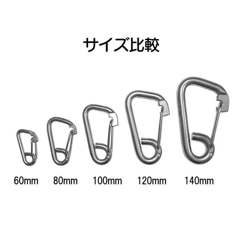 simPLEISURE qb500147a05n0 Stainless Steel Spring Hook, D-Shaped Carabiner Type, 5