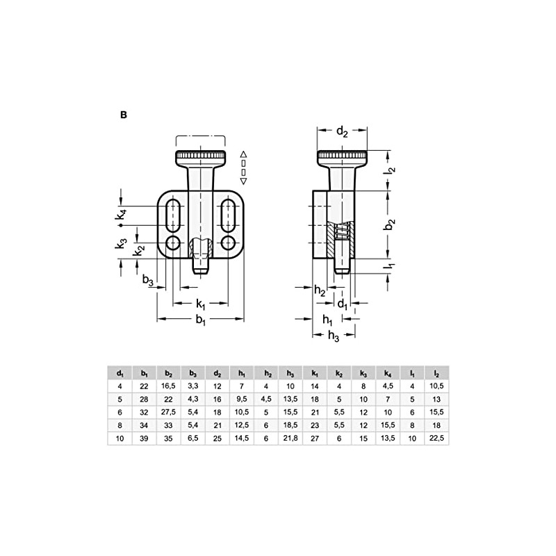 Ganter Normelemente Locking bolt with button, pack of 2, GN