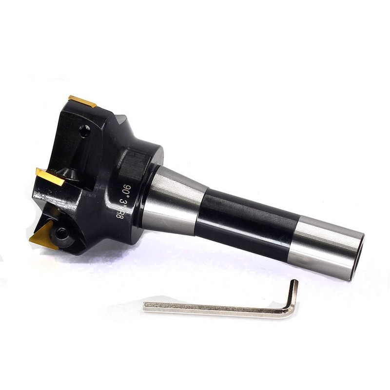 OSCARBIDE Indexable End Mill,R8 Shank,3" Cutting Diameter,6" Overall Length,90 Degree,5