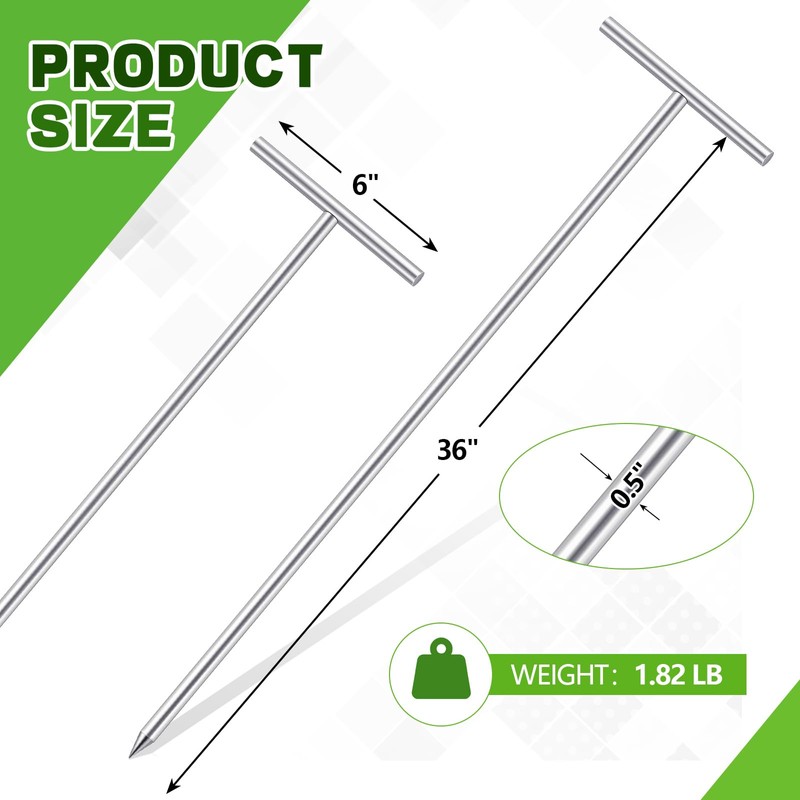 Zonon 2 Pack T-Handle Ground Rod Galvanized 3' L x