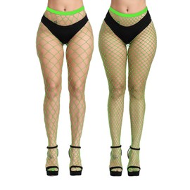 EVERSWE High Waist Fishnet Tights Thigh High Stockings Suspender Pantyhose (N.GR-LM2P, L-XL)
