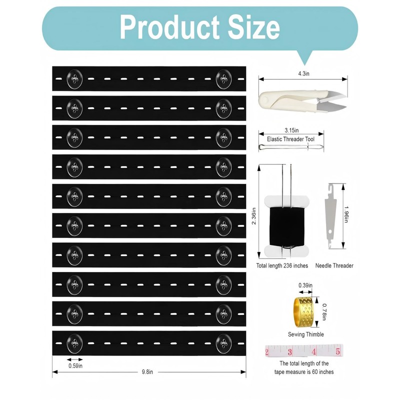 Manordlier Elastic Waist Tightener for Pants with Transparent Resin Buttons