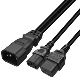 JORINDO 0.32M/1FT IEC320 C14 to C13+C19 PDU/UPS Server Y Splitter Adapter Extension Power Cable Cord,C14 to C13,C14 to C19 Power Conversion line