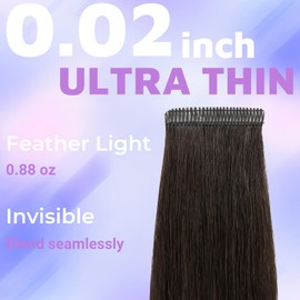 Tape in Hair Extensions Human Hair Utra Thin Invisible Seamless 20pcs 50g (Ombre Dark Brown to Chestnut Brown, 18 inch)
