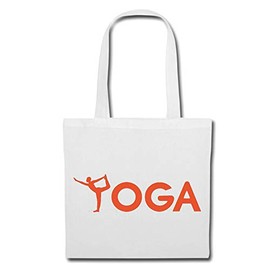 Reifen-Markt Tasche Umhängetasche YOGA - ENTSPANNUNG - FITNESS - ERHOLUNG - GESUNDHEIT Einkaufstasche Schulbeutel Turnbeutel in Weiß