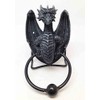 BLACK SHADOW DRAGON DOOR KNOCKER SCULPTURE RESIN LEGENDARY RULER OF