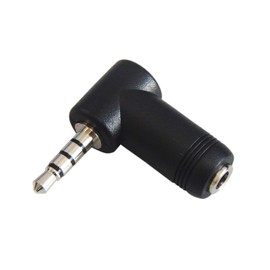 F-Factory 3.5mm Stereo Mini Plug, L-to-L Connector, 4-Pole, 3.5mm L-Shaped Stereo Mini Plug (Male) to 4-Pole, 3.5mm Stereo Mini Jack (Female) Converter Plug, 4 Pole Stereo Mini Cable,