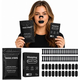 Kit de Tiras Nasales Antironquidos y Cinta Bucal para Dormir 60 Pcs,Suave y Transpirable,aliviar inmediatamente nose trips y ayuda respirar mejor nariz.Tiene efecto de para dormir sin roncar,dormir mejor