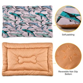 YETTASBIN Cute Sharks Crate Pet Bed, Portable Washable Dog Cat Mat, Soft Comfortable Pet Mattress with Non-Slip Bottom for Dogs Cats Sleeping, 36 x 24 Inch