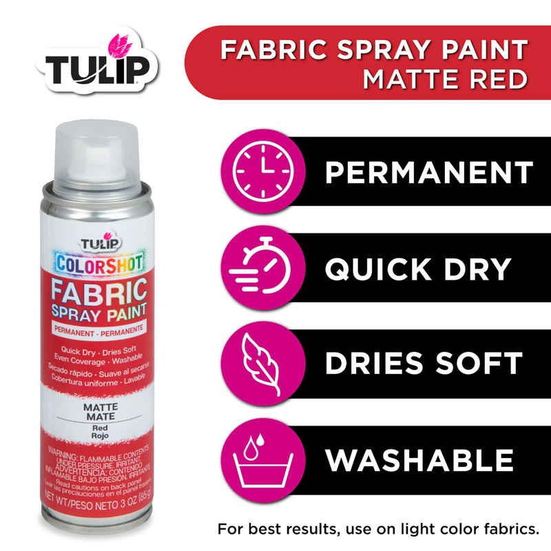 Tulip ColorShot Instant Fabric Spray Paint, Permanent Color Spray-On Fabric