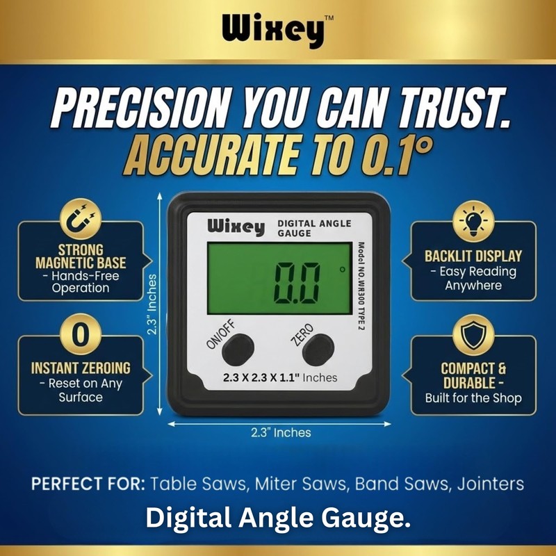 Wixey Digital Angle Gauge | Digital Angle Finder for Table